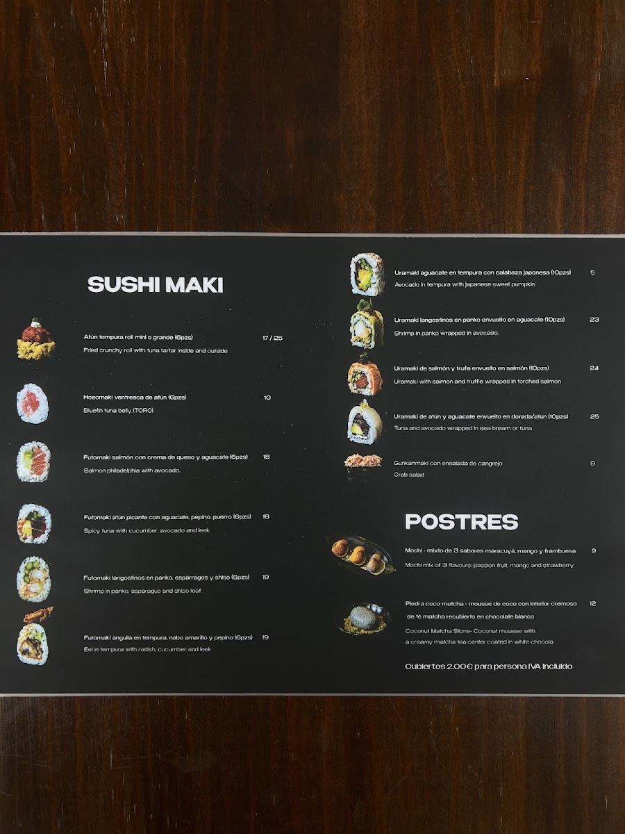 Menu Arigato Tarifa-2